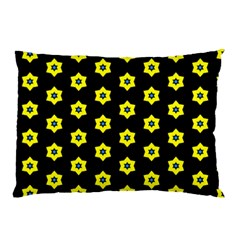 Pattern Yellow Stars Black Background Pillow Case by Simbadda