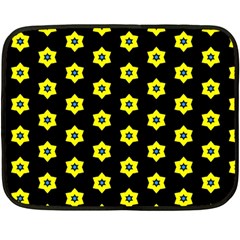 Pattern Yellow Stars Black Background Double Sided Fleece Blanket (mini)  by Simbadda