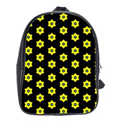 Pattern Yellow Stars Black Background School Bag (large) by Simbadda