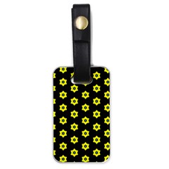 Pattern Yellow Stars Black Background Luggage Tag (one Side) by Simbadda