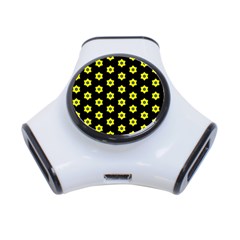 Pattern Yellow Stars Black Background 3-port Usb Hub by Simbadda