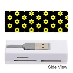 Pattern Yellow Stars Black Background Memory Card Reader (stick) by Simbadda