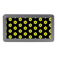 Pattern Yellow Stars Black Background Memory Card Reader (mini) by Simbadda