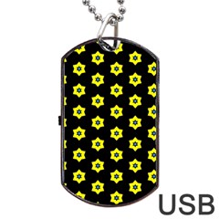 Pattern Yellow Stars Black Background Dog Tag Usb Flash (one Side) by Simbadda