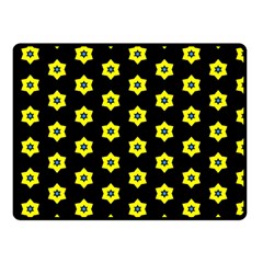 Pattern Yellow Stars Black Background Double Sided Fleece Blanket (small)  by Simbadda