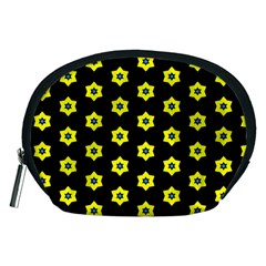 Pattern Yellow Stars Black Background Accessory Pouch (medium) by Simbadda