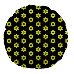 Pattern Yellow Stars Black Background Large 18  Premium Flano Round Cushions by Simbadda