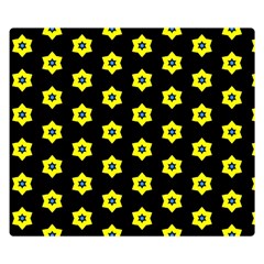 Pattern Yellow Stars Black Background Double Sided Flano Blanket (small)  by Simbadda