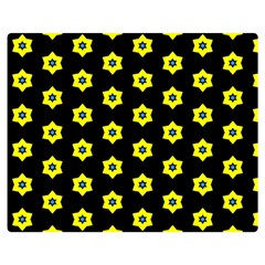 Pattern Yellow Stars Black Background Double Sided Flano Blanket (medium)  by Simbadda