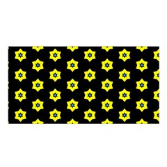 Pattern Yellow Stars Black Background Satin Shawl by Simbadda