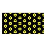 Pattern Yellow Stars Black Background Satin Shawl Front