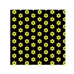 Pattern Yellow Stars Black Background Small Satin Scarf (square) by Simbadda