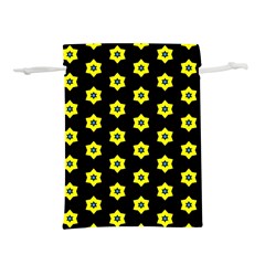 Pattern Yellow Stars Black Background Lightweight Drawstring Pouch (s) by Simbadda