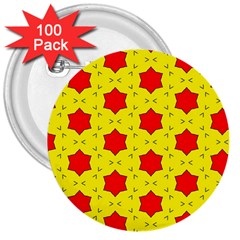 Pattern Red Star Texture Star 3  Buttons (100 Pack)  by Simbadda