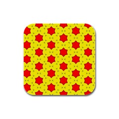 Pattern Red Star Texture Star Rubber Square Coaster (4 Pack)  by Simbadda