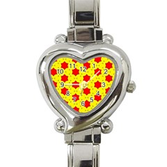 Pattern Red Star Texture Star Heart Italian Charm Watch by Simbadda