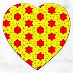 Pattern Red Star Texture Star Jigsaw Puzzle (heart) by Simbadda