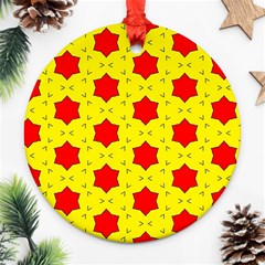 Pattern Red Star Texture Star Round Ornament (two Sides) by Simbadda