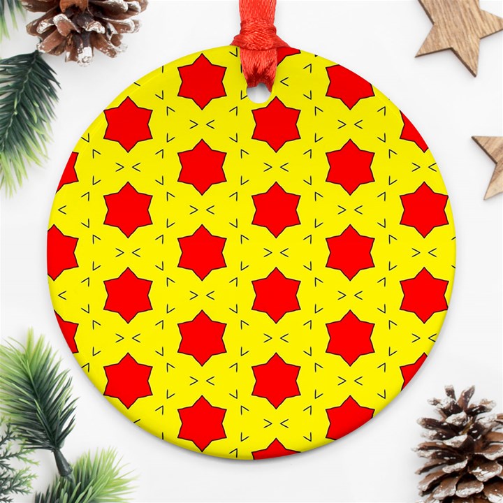 Pattern Red Star Texture Star Round Ornament (Two Sides)