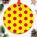 Pattern Red Star Texture Star Round Ornament (Two Sides) Back