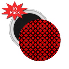 Pattern Red Black Texture Cross 2 25  Magnets (10 Pack)  by Simbadda