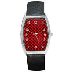 Pattern Red Black Texture Cross Barrel Style Metal Watch by Simbadda