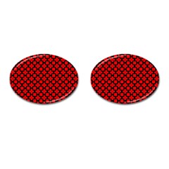 Pattern Red Black Texture Cross Cufflinks (oval) by Simbadda