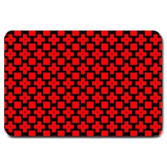 Pattern Red Black Texture Cross Large Doormat  by Simbadda