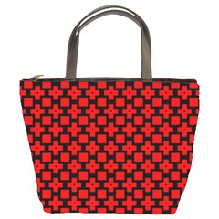 Pattern Red Black Texture Cross Bucket Bag by Simbadda