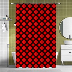 Pattern Red Black Texture Cross Shower Curtain 48  X 72  (small)  by Simbadda