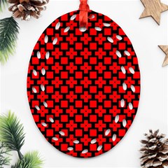 Pattern Red Black Texture Cross Ornament (oval Filigree) by Simbadda