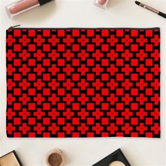 Pattern Red Black Texture Cross Cosmetic Bag (xxxl) by Simbadda