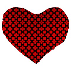 Pattern Red Black Texture Cross Large 19  Premium Heart Shape Cushions by Simbadda