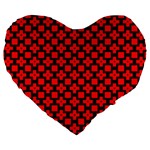 Pattern Red Black Texture Cross Large 19  Premium Flano Heart Shape Cushions Front