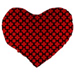 Pattern Red Black Texture Cross Large 19  Premium Flano Heart Shape Cushions Back