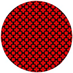 Pattern Red Black Texture Cross Wooden Puzzle Round