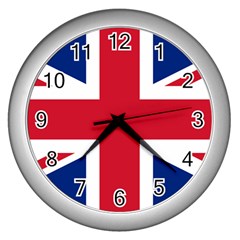 Uk Flag Wall Clock (silver) by FlagGallery