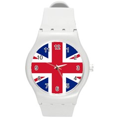 Uk Flag Round Plastic Sport Watch (m) by FlagGallery