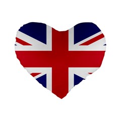 Uk Flag Standard 16  Premium Flano Heart Shape Cushions by FlagGallery