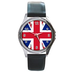 Uk Flag Union Jack Round Metal Watch by FlagGallery