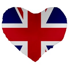 Uk Flag Union Jack Large 19  Premium Flano Heart Shape Cushions by FlagGallery