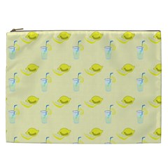 Lemonade Polkadots Cosmetic Bag (xxl) by bloomingvinedesign