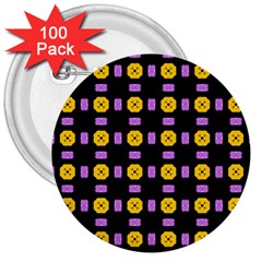 Pattern Black Background Seamless 3  Buttons (100 Pack)  by Simbadda