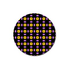 Pattern Black Background Seamless Rubber Coaster (round) 