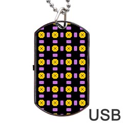 Pattern Black Background Seamless Dog Tag Usb Flash (two Sides) by Simbadda