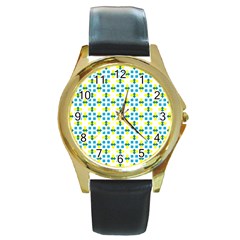 Pattern Texture Seamless Round Gold Metal Watch by Simbadda