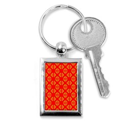 Red Background Yellow Shapes Key Chain (rectangle) by Simbadda