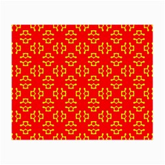 Red Background Yellow Shapes Small Glasses Cloth by Simbadda