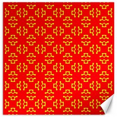 Red Background Yellow Shapes Canvas 12  X 12  by Simbadda