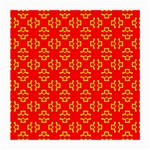 Red Background Yellow Shapes Medium Glasses Cloth (2 Sides) Front